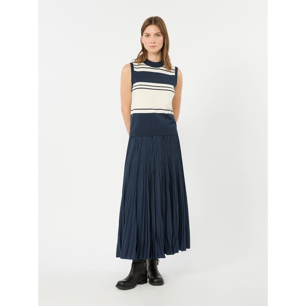 Weekend Max Mara WKDFOGGIA Plissé-pleated skirt Navy Blue Women L Maxi Accordion